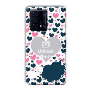 Blue & Pink Hearts Customized Printed Back Cover for IQOO Z5