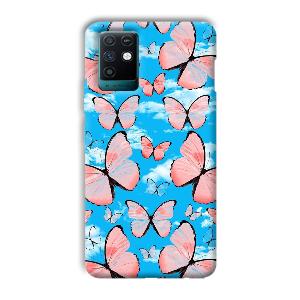 Pink Butterflies Phone Customized Printed Back Cover for Infinix Note 10