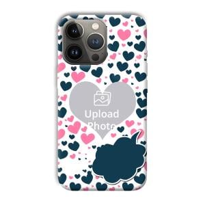 Blue & Pink Hearts Customized Printed Back Cover for Apple iPhone 13 Pro Max