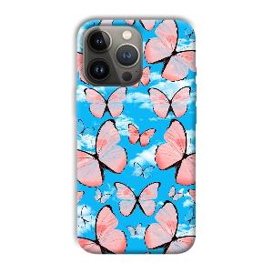 Pink Butterflies Phone Customized Printed Back Cover for Apple iPhone 13 Pro