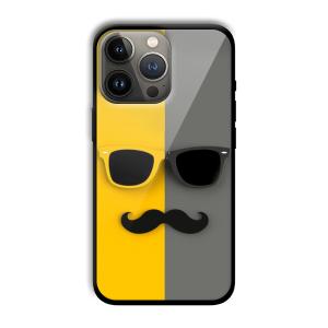 Yellow and Grey Sunglass Customized Printed Glass Back Cover for Apple