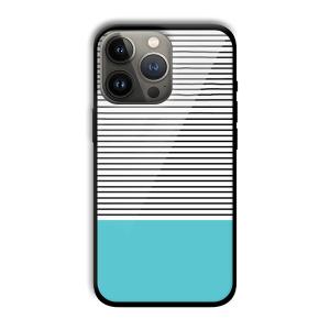 Cyan Stripes Customized Printed Glass Back Cover for Apple iPhone 13 Pro Max