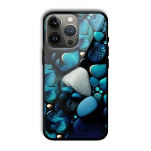 Aqua Blue Customized Printed Glass Back Cover for Apple