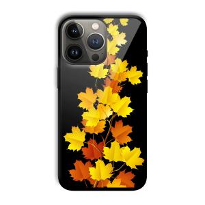 Golden Leaves Customized Printed Glass Back Cover for Apple iPhone 13 Pro