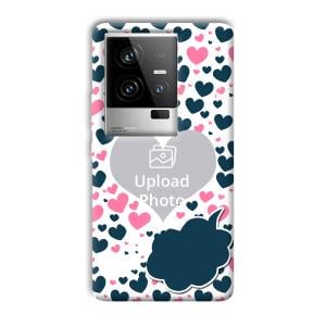 Blue & Pink Hearts Customized Printed Back Cover for iQOO