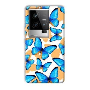 Blue Butterflies Phone Customized Printed Back Cover for iQOO