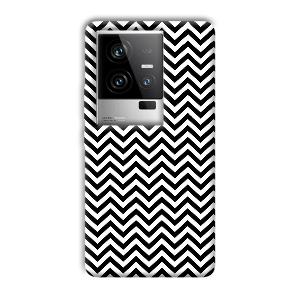 Black White Zig Zag Phone Customized Printed Back Cover for iQOO