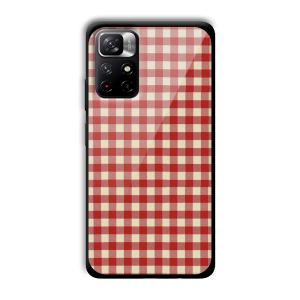 Red Checks Customized Printed Glass Back Cover for Xiaomi Mi Note 11T