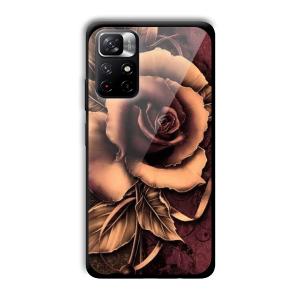 Brown Rose Customized Printed Glass Back Cover for Xiaomi Mi Note 11T