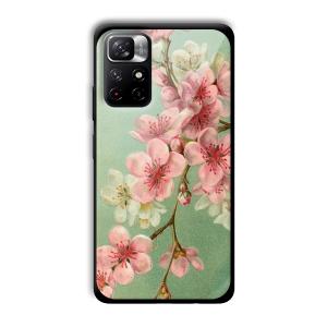 Pink Flowers Customized Printed Glass Back Cover for Xiaomi Mi Note 11T