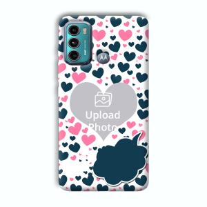 Blue & Pink Hearts Customized Printed Back Cover for Motorola G40 Fusion
