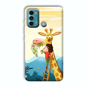 Giraffe & The Boy Phone Customized Printed Back Cover for Motorola G40 Fusion