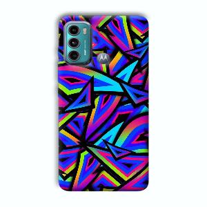 Blue Triangles Phone Customized Printed Back Cover for Motorola G40 Fusion
