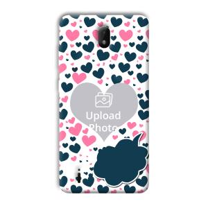 Blue & Pink Hearts Customized Printed Back Cover for Nokia C01 Plus