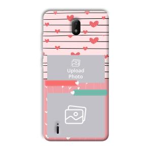 Pink Hearts Customized Printed Back Cover for Nokia C01 Plus