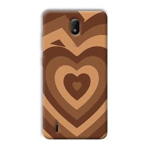 Brown Hearts Phone Customized Printed Back Cover for Nokia C01 Plus
