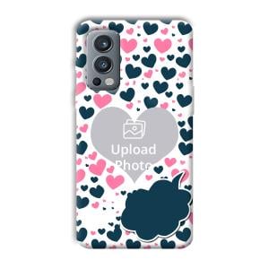 Blue & Pink Hearts Customized Printed Back Cover for OnePlus Nord 2