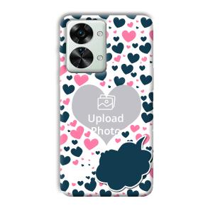 Blue & Pink Hearts Customized Printed Back Cover for OnePlus Nord 2T 5G