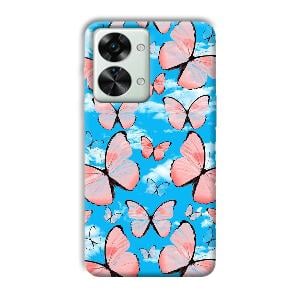 Pink Butterflies Phone Customized Printed Back Cover for OnePlus Nord 2T 5G