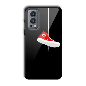 Red Sneaker Customized Printed Glass Back Cover for OnePlus Nord 2
