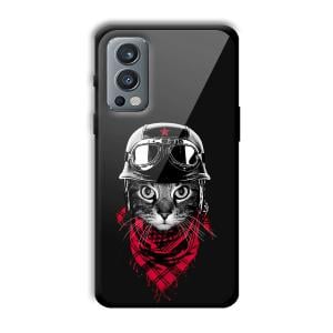 Rider Cat Customized Printed Glass Back Cover for OnePlus Nord 2
