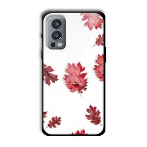 Red Leaves Customized Printed Glass Back Cover for OnePlus Nord 2