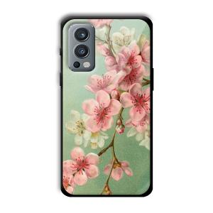 Pink Flowers Customized Printed Glass Back Cover for OnePlus Nord 2