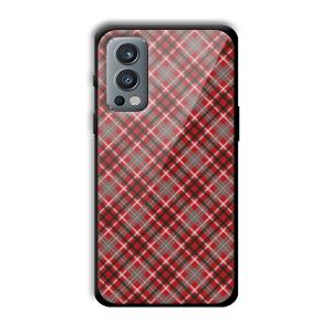 Red Checks Customized Printed Glass Back Cover for OnePlus Nord 2