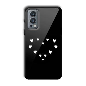 Little White Hearts Customized Printed Glass Back Cover for OnePlus Nord 2