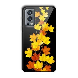 Golden Leaves Customized Printed Glass Back Cover for OnePlus Nord 2