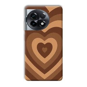 Brown Hearts Phone Customized Printed Back Cover for OnePlus 11R