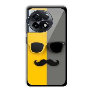 Yellow and Grey Sunglass Customized Printed Glass Back Cover for OnePlus 11R