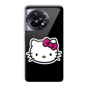 Cute Kitty Customized Printed Glass Back Cover for OnePlus