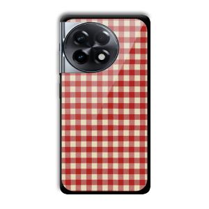 Red Checks Customized Printed Glass Back Cover for OnePlus