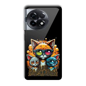 Cats Customized Printed Glass Back Cover for OnePlus
