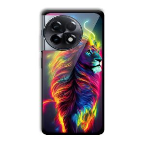 Neon Lion Customized Printed Glass Back Cover for OnePlus 11R