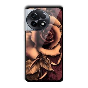 Brown Rose Customized Printed Glass Back Cover for OnePlus