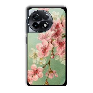 Pink Flowers Customized Printed Glass Back Cover for OnePlus 11R