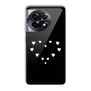 Little White Hearts Customized Printed Glass Back Cover for OnePlus