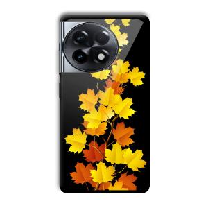 Golden Leaves Customized Printed Glass Back Cover for OnePlus 11R