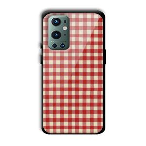 Red Checks Customized Printed Glass Back Cover for OnePlus 9 Pro