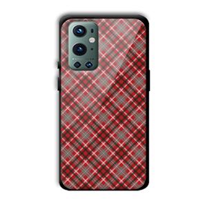 Red Checks Customized Printed Glass Back Cover for OnePlus 9 Pro