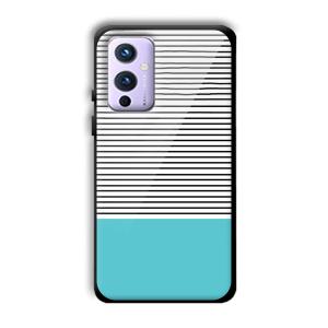 Cyan Stripes Customized Printed Glass Back Cover for OnePlus 9