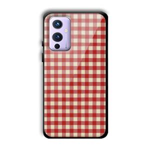 Red Checks Customized Printed Glass Back Cover for OnePlus 9