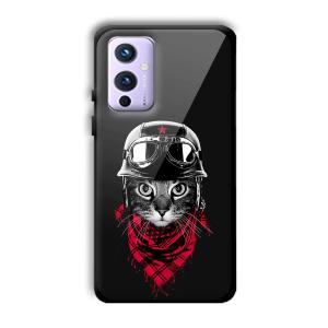 Rider Cat Customized Printed Glass Back Cover for OnePlus 9
