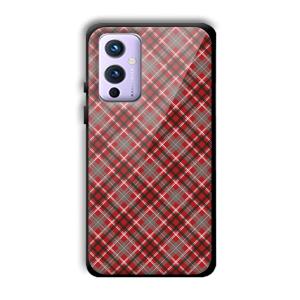 Red Checks Customized Printed Glass Back Cover for OnePlus 9