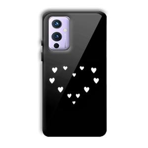 Little White Hearts Customized Printed Glass Back Cover for OnePlus 9