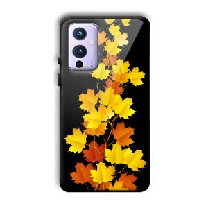 Golden Leaves Customized Printed Glass Back Cover for OnePlus 9