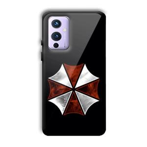 Red and Silver Customized Printed Glass Back Cover for OnePlus 9