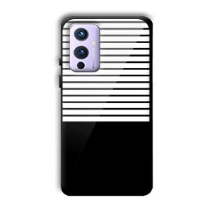 White and Black Stripes Customized Printed Glass Back Cover for OnePlus 9